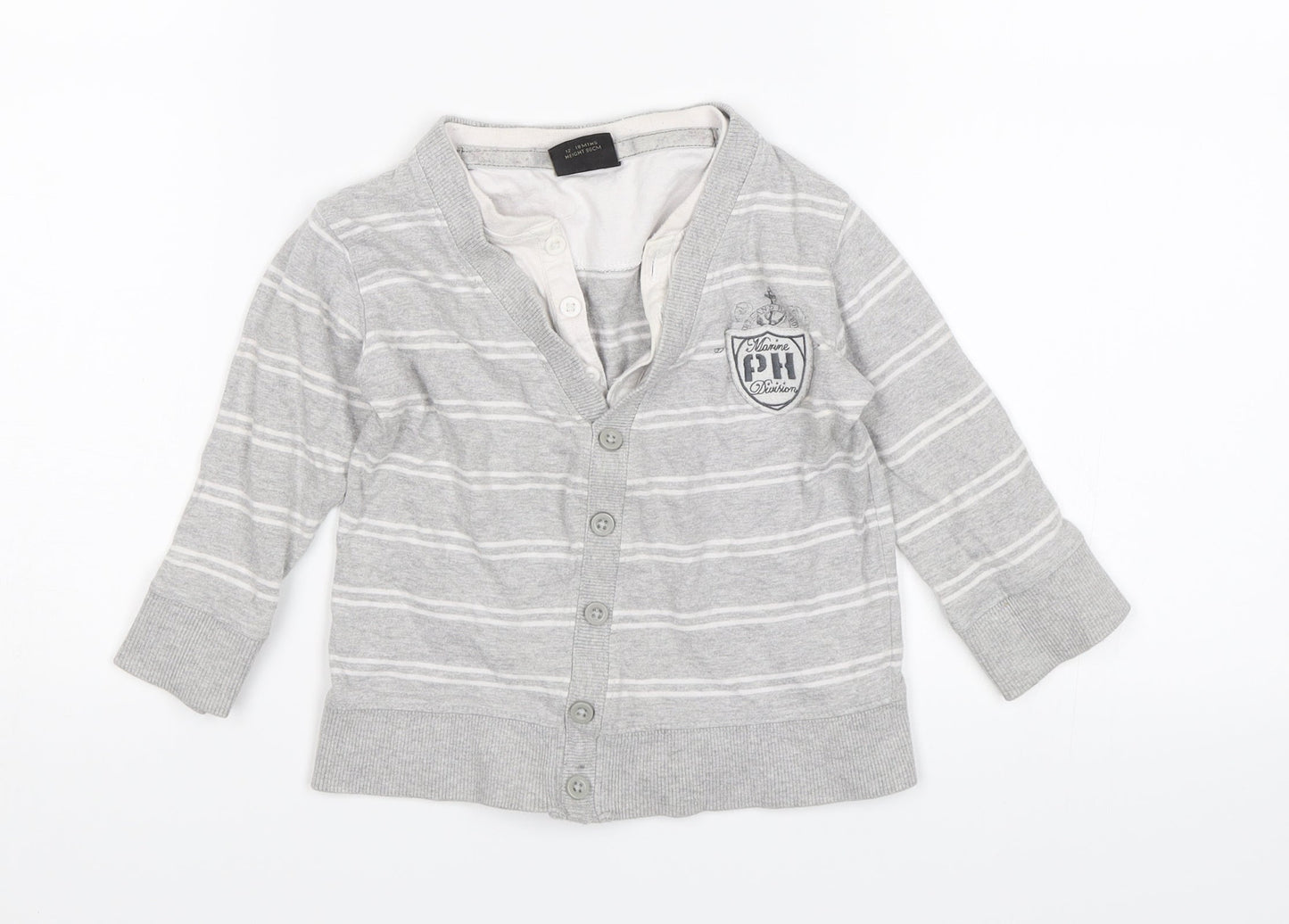 NEXT Baby Grey Striped  Jersey T-Shirt Size 12-18 Months  - Marine Division