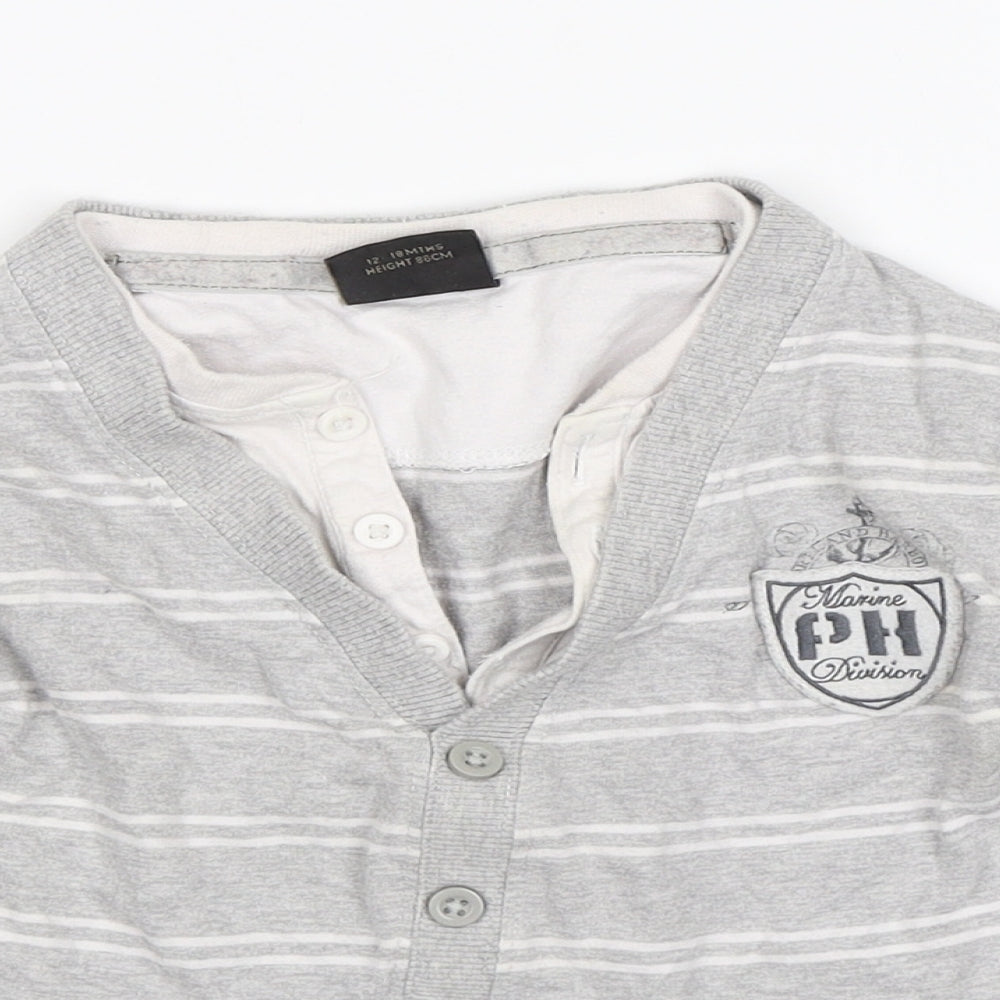 NEXT Baby Grey Striped  Jersey T-Shirt Size 12-18 Months  - Marine Division