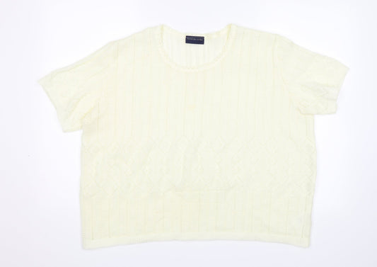 Womens UK Size 24 Fashion Extra White Jersey T-Shirt