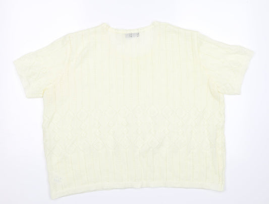 Womens UK Size 24 Fashion Extra White Jersey T-Shirt