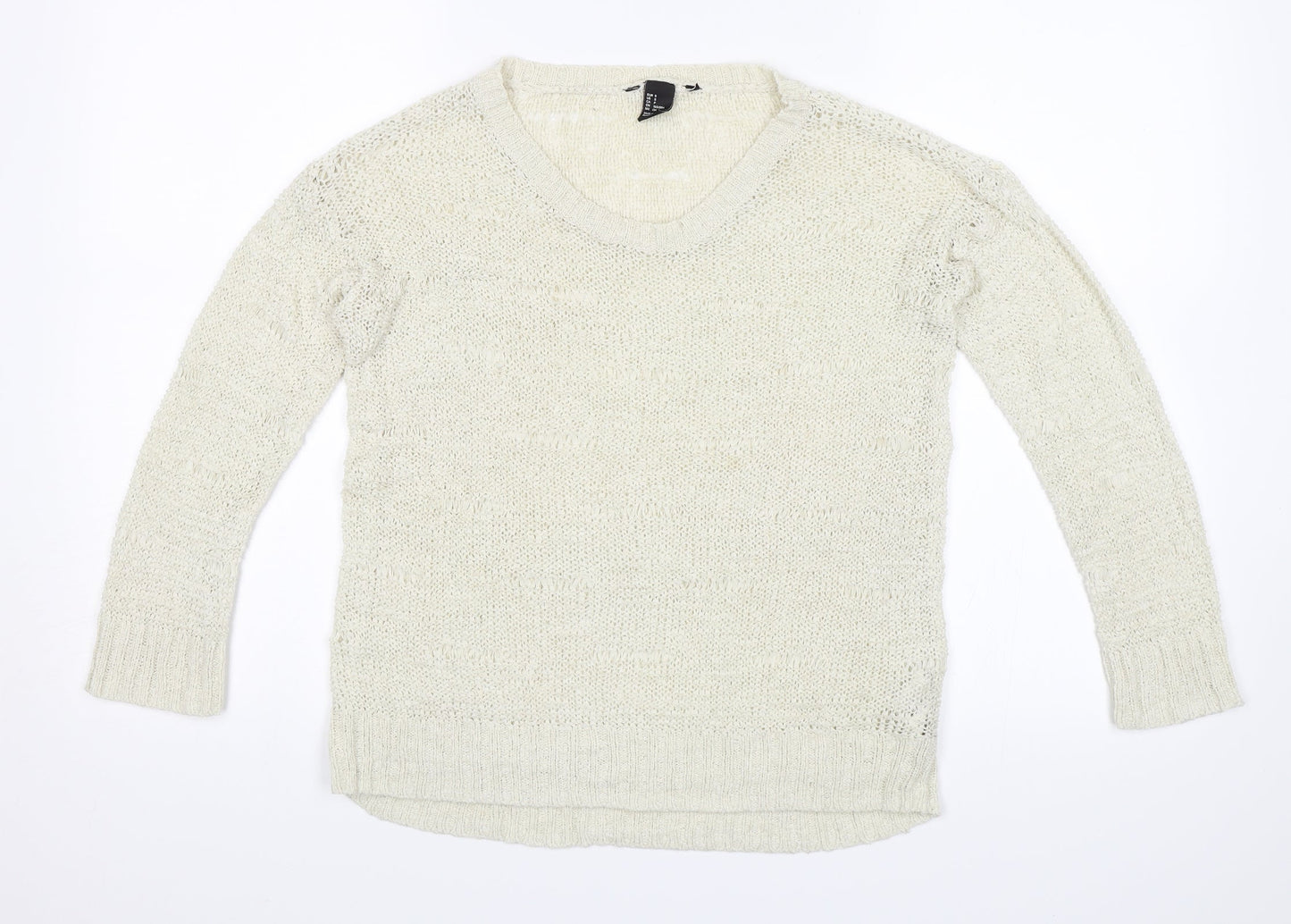 H&M Womens White   Pullover Jumper Size S