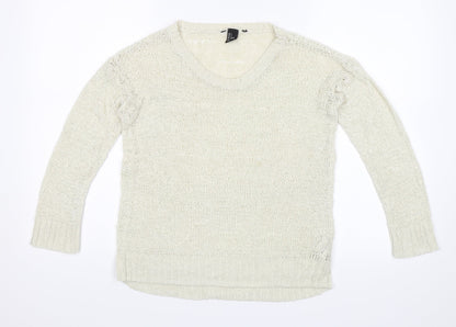 H&M Womens White   Pullover Jumper Size S