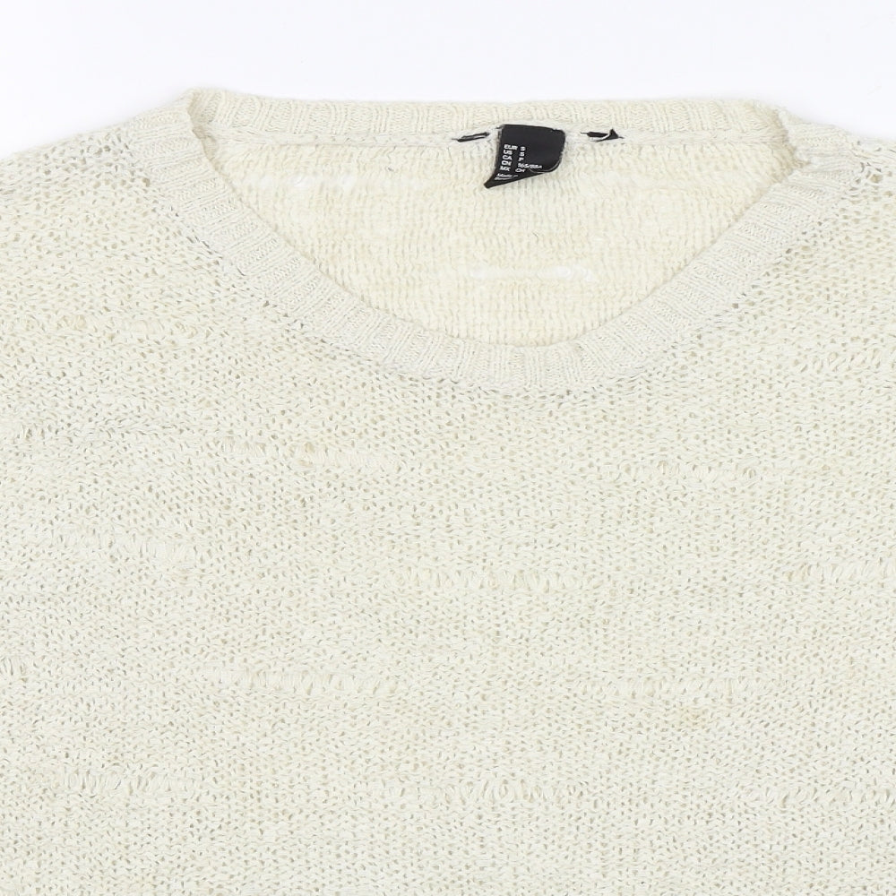H&M Womens White   Pullover Jumper Size S