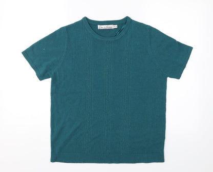 Womens UK Size 14 Pure & Natural Blue Jersey T-Shirt