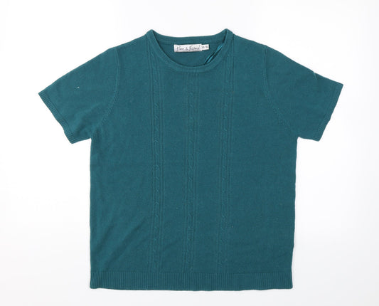 Womens UK Size 14 Pure & Natural Blue Jersey T-Shirt