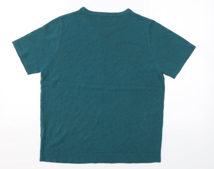 Womens UK Size 14 Pure & Natural Blue Jersey T-Shirt