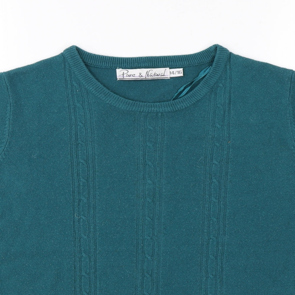 Womens UK Size 14 Pure & Natural Blue Jersey T-Shirt