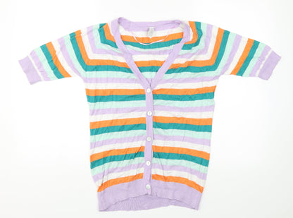Estelle Womens Multicoloured Striped  Cardigan Jumper Size L