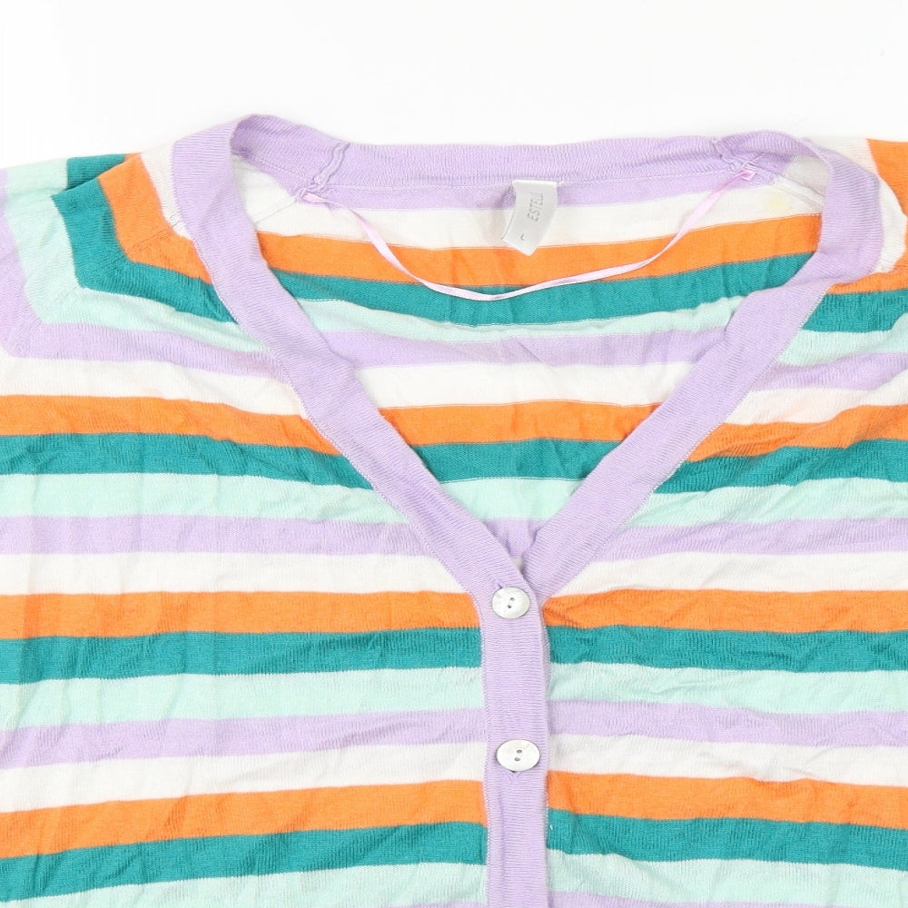 Estelle Womens Multicoloured Striped  Cardigan Jumper Size L