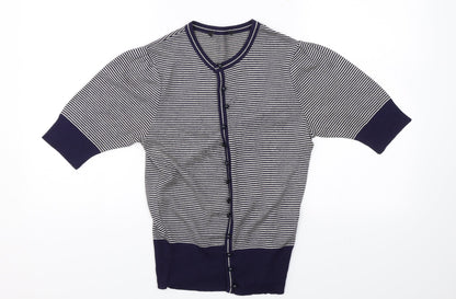 Dorothy Perkins Womens Blue Striped  Cardigan Jumper Size 10