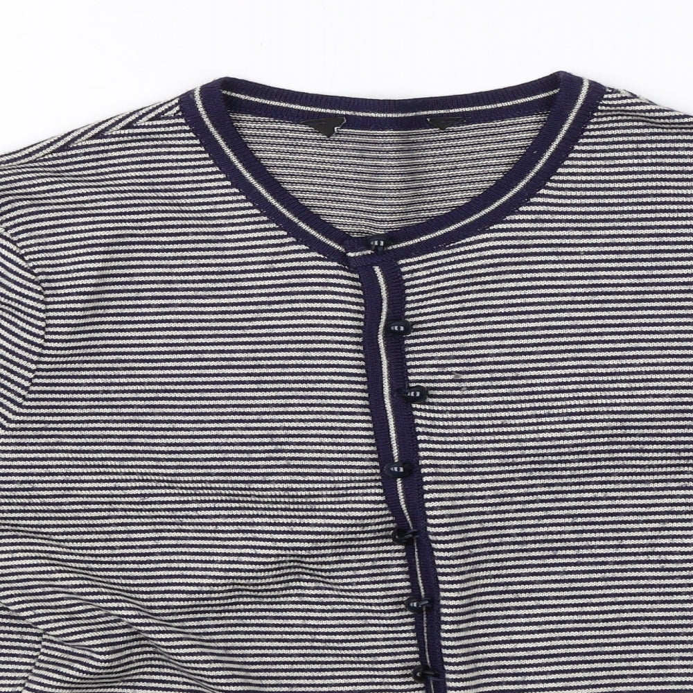 Dorothy Perkins Womens Blue Striped  Cardigan Jumper Size 10