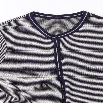Dorothy Perkins Womens Blue Striped  Cardigan Jumper Size 10