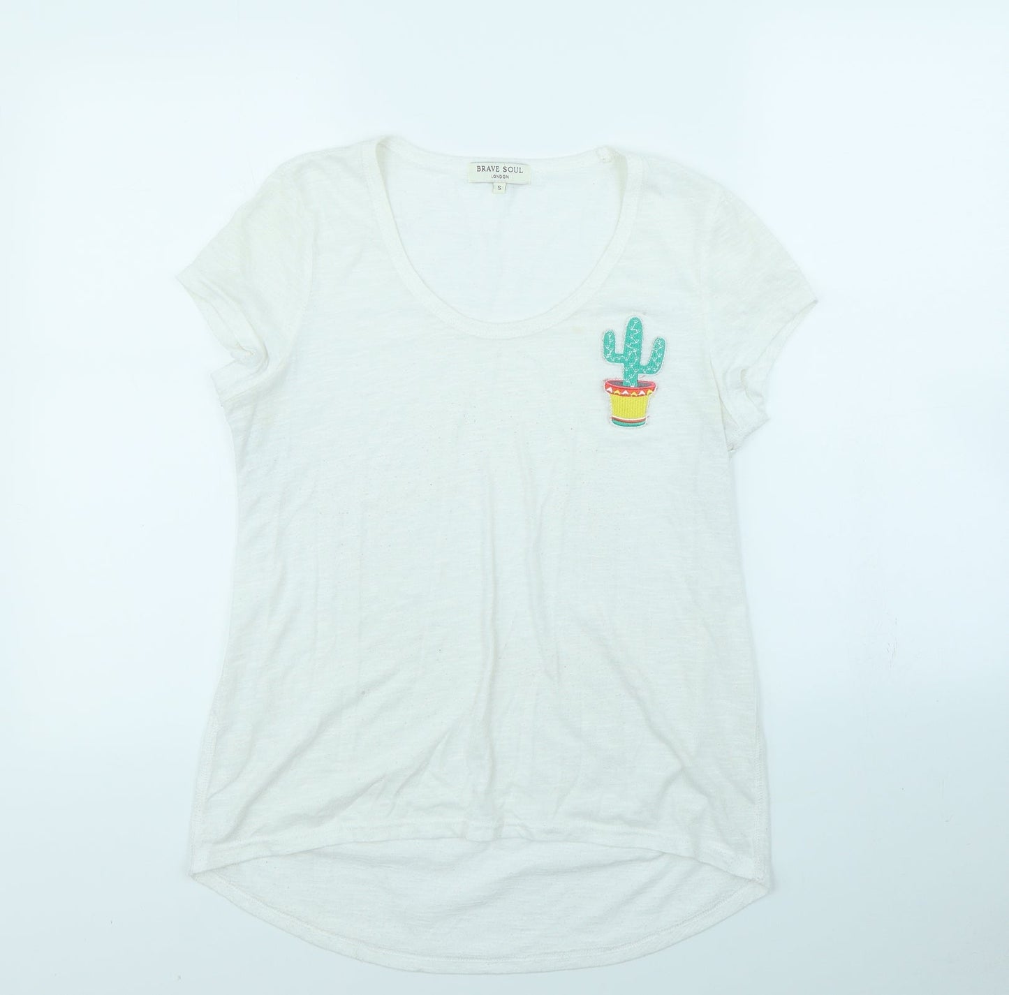 Womens UK Size S Brave Soul White Basic T-Shirt