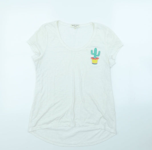 Womens UK Size S Brave Soul White Basic T-Shirt