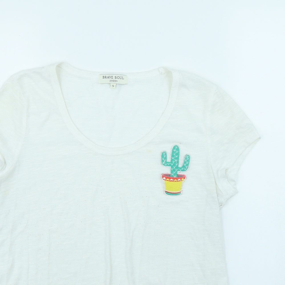 Womens UK Size S Brave Soul White Basic T-Shirt