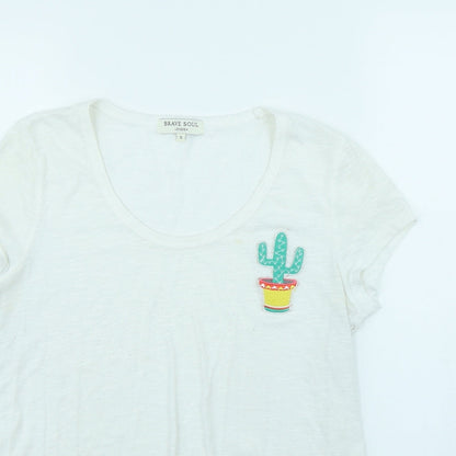 Womens UK Size S Brave Soul White Basic T-Shirt