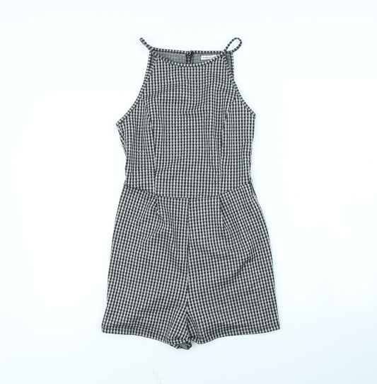 Bershka Womens Black Check  Playsuit One-Piece Size S