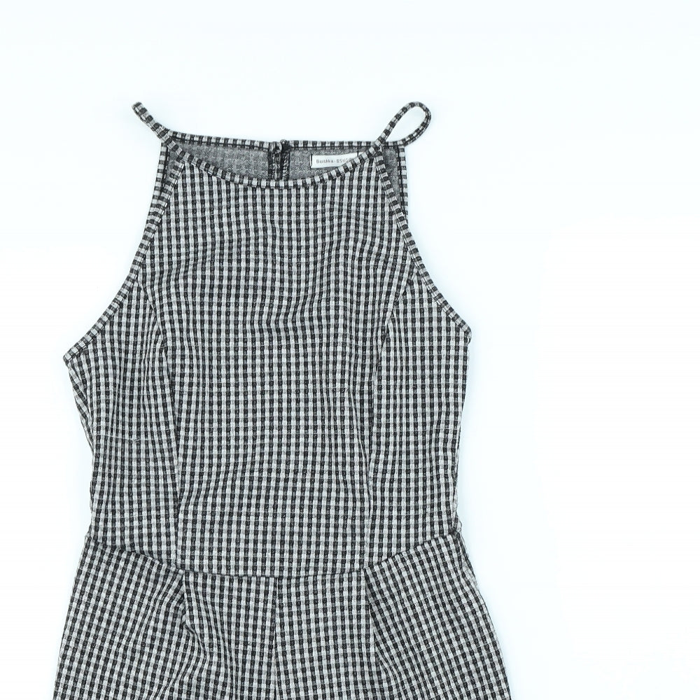 Bershka Womens Black Check  Playsuit One-Piece Size S