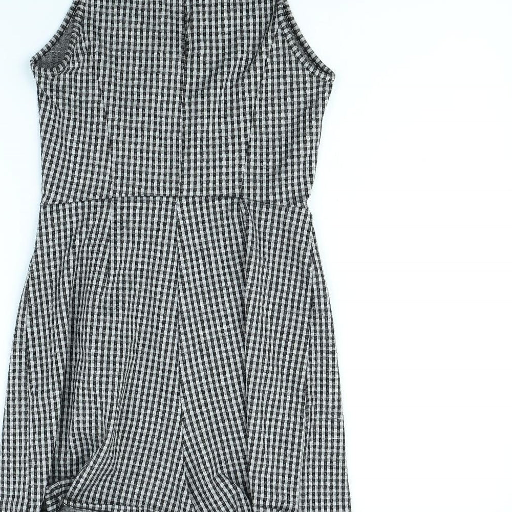 Bershka Womens Black Check  Playsuit One-Piece Size S