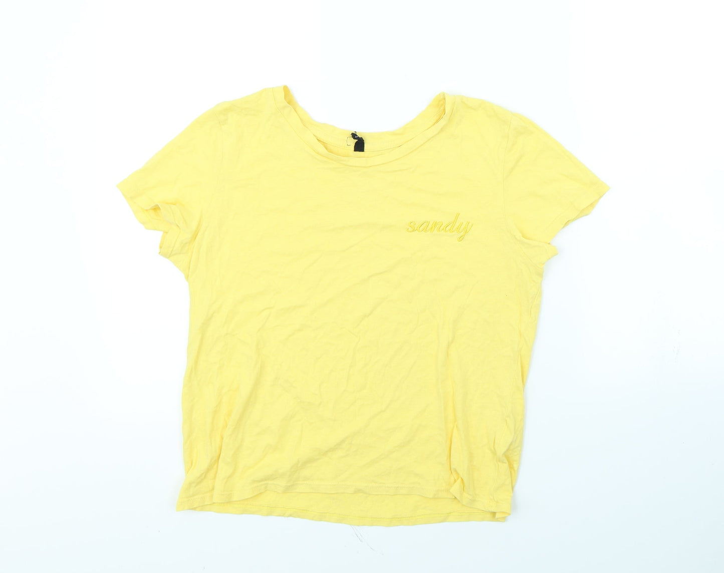 Womens UK Size L Sinsay Yellow Cropped T-Shirt
