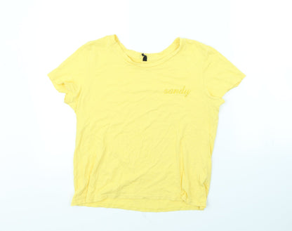 Womens UK Size L Sinsay Yellow Cropped T-Shirt