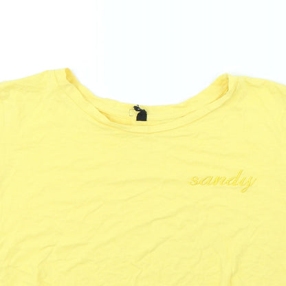 Womens UK Size L Sinsay Yellow Cropped T-Shirt