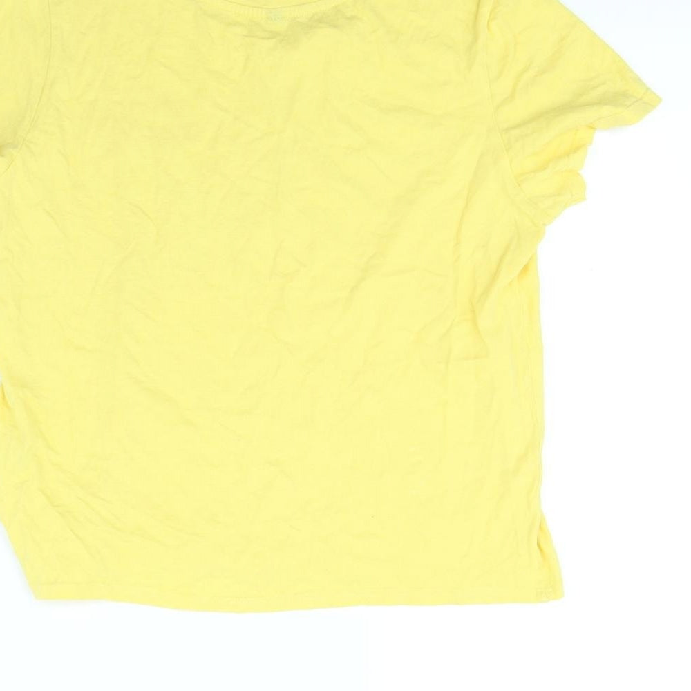 Womens UK Size L Sinsay Yellow Cropped T-Shirt