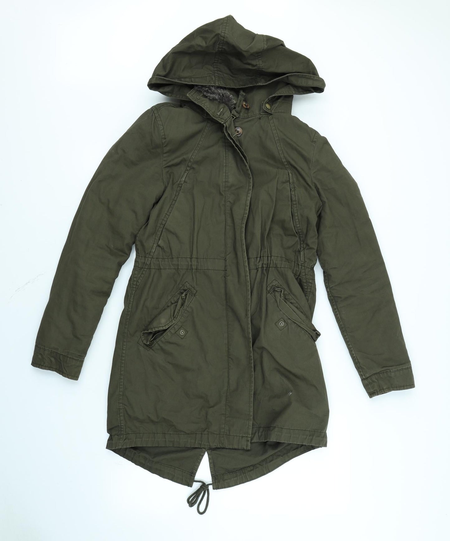 Womens UK Size 6 H&M Green Rain Coat