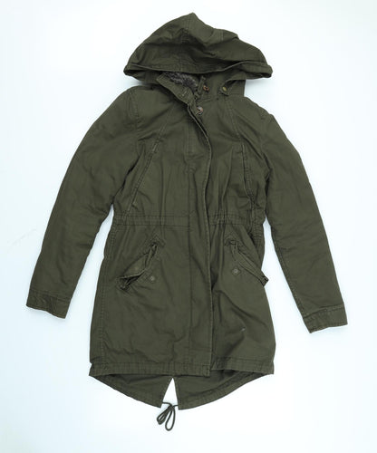 Womens UK Size 6 H&M Green Rain Coat