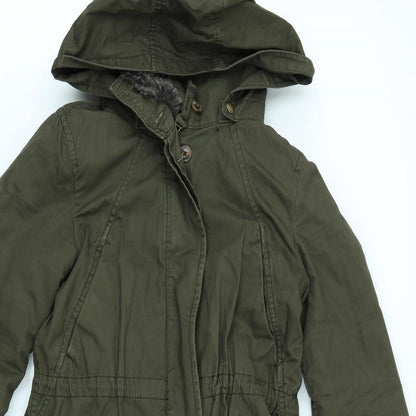 Womens UK Size 6 H&M Green Rain Coat