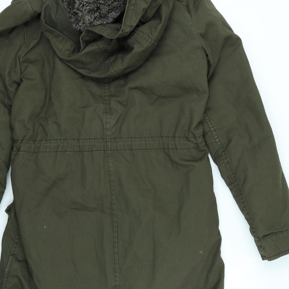 Womens UK Size 6 H&M Green Rain Coat