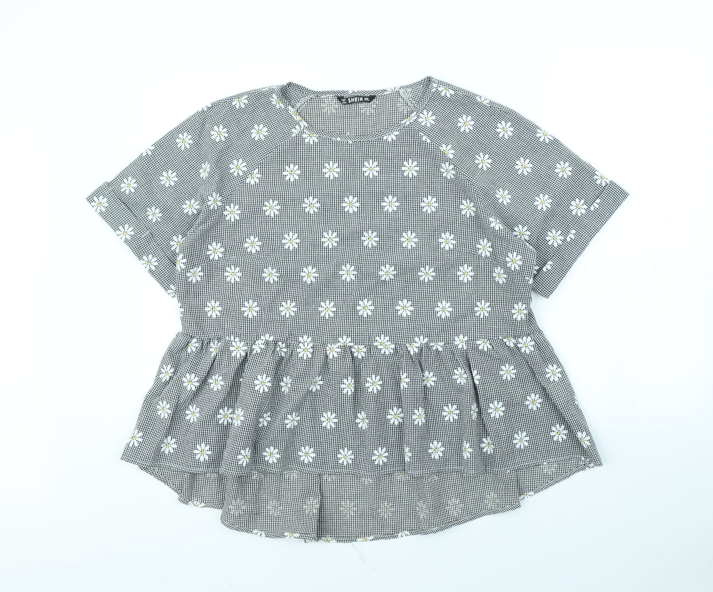 Shein   Womens Black Check  Basic Blouse Size XL