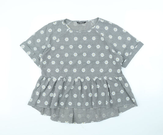 Shein   Womens Black Check  Basic Blouse Size XL