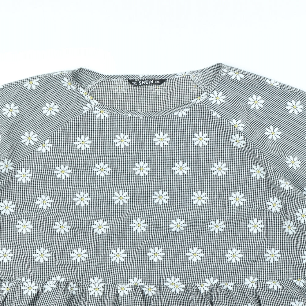 Shein   Womens Black Check  Basic Blouse Size XL