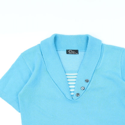 CHIC Womens Blue   Pullover Jumper Size S