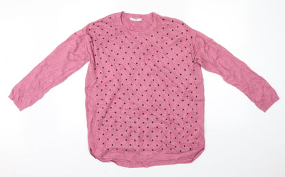 Target Womens Pink Polka Dot Knit Pullover Jumper Size L