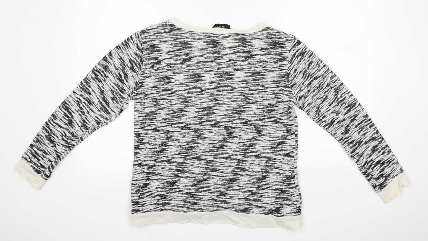 Dorothy Perkins Womens White Striped Knit Pullover Jumper Size 14