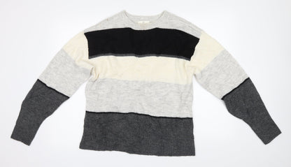 H&M Mens Grey Striped Knit Pullover Jumper Size S