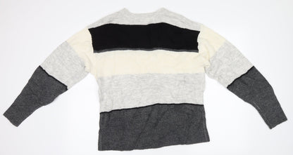 H&M Mens Grey Striped Knit Pullover Jumper Size S