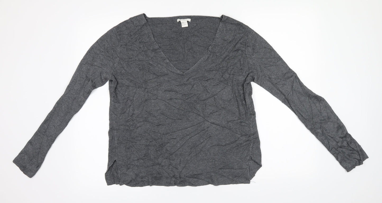 Basic Womens Grey  Knit Basic Blouse Size M