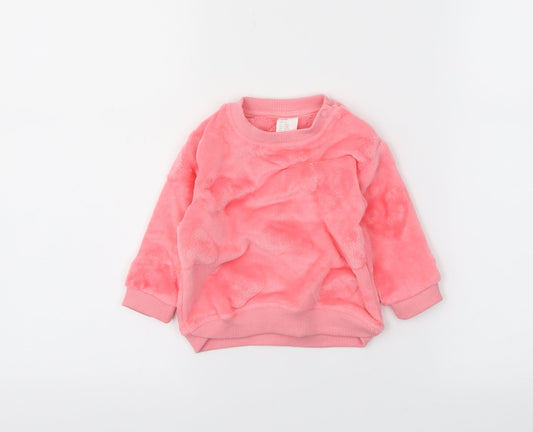 H&M Girls Pink   Pullover Jumper Size 6-9 Months