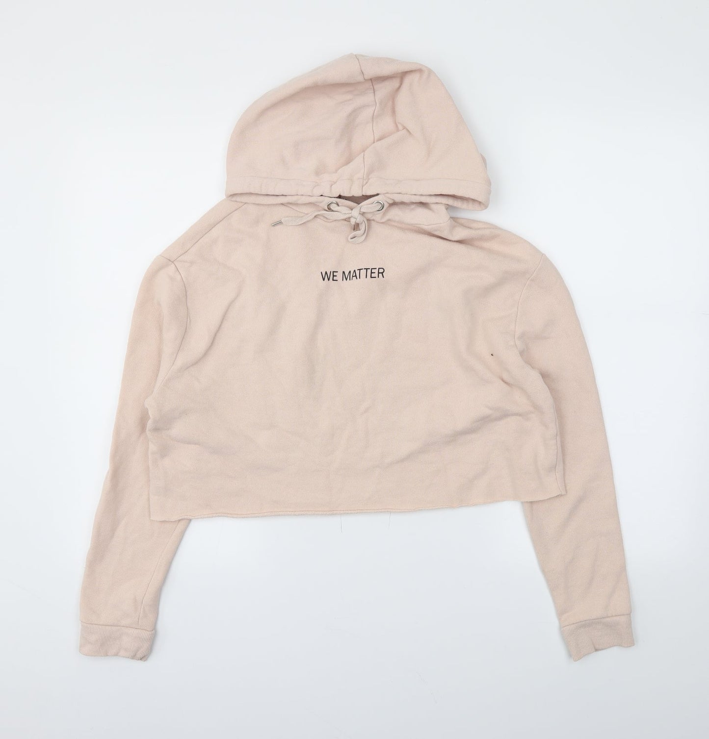 H&M Womens Pink   Pullover Hoodie Size M  - CROPPED