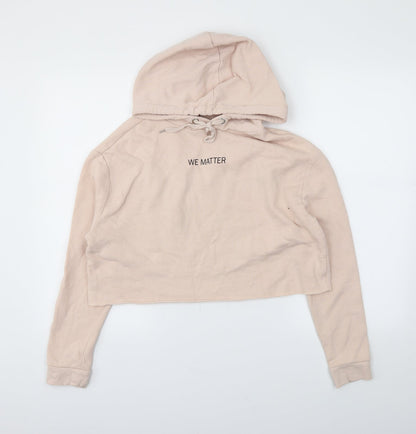 H&M Womens Pink   Pullover Hoodie Size M  - CROPPED