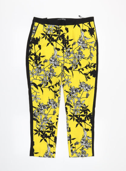 Atmosphere Womens Yellow Floral  Trousers  Size 10 L23 in