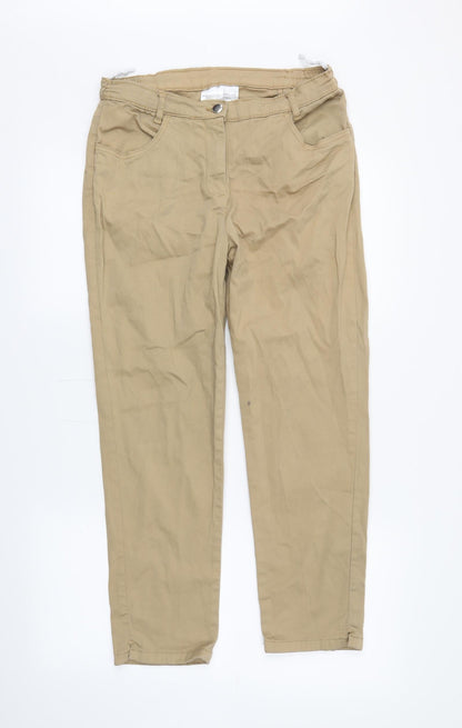 Womens UK Size 14 Preworn Regular Fit Chino Beige Trousers