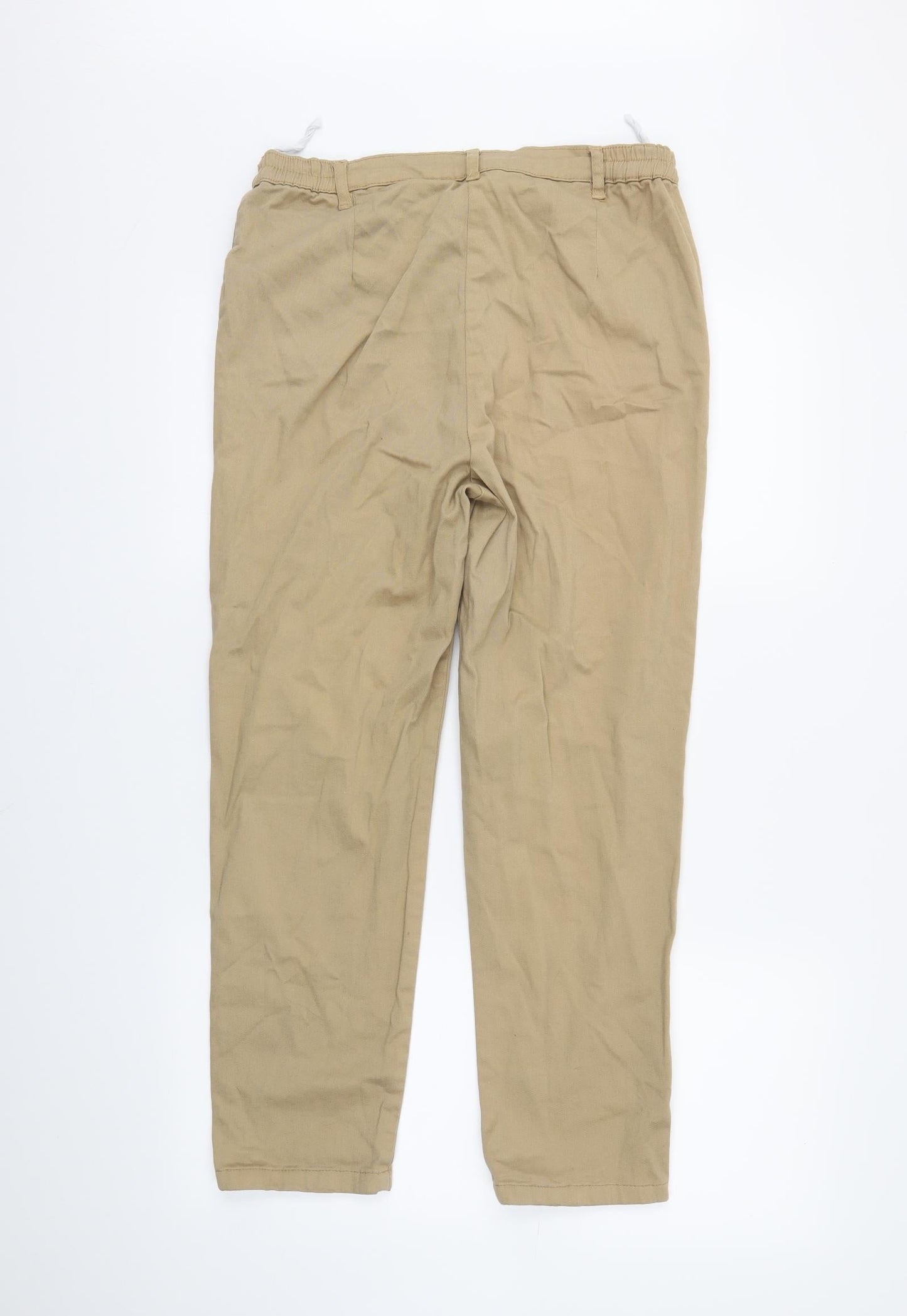 Womens UK Size 14 Preworn Regular Fit Chino Beige Trousers