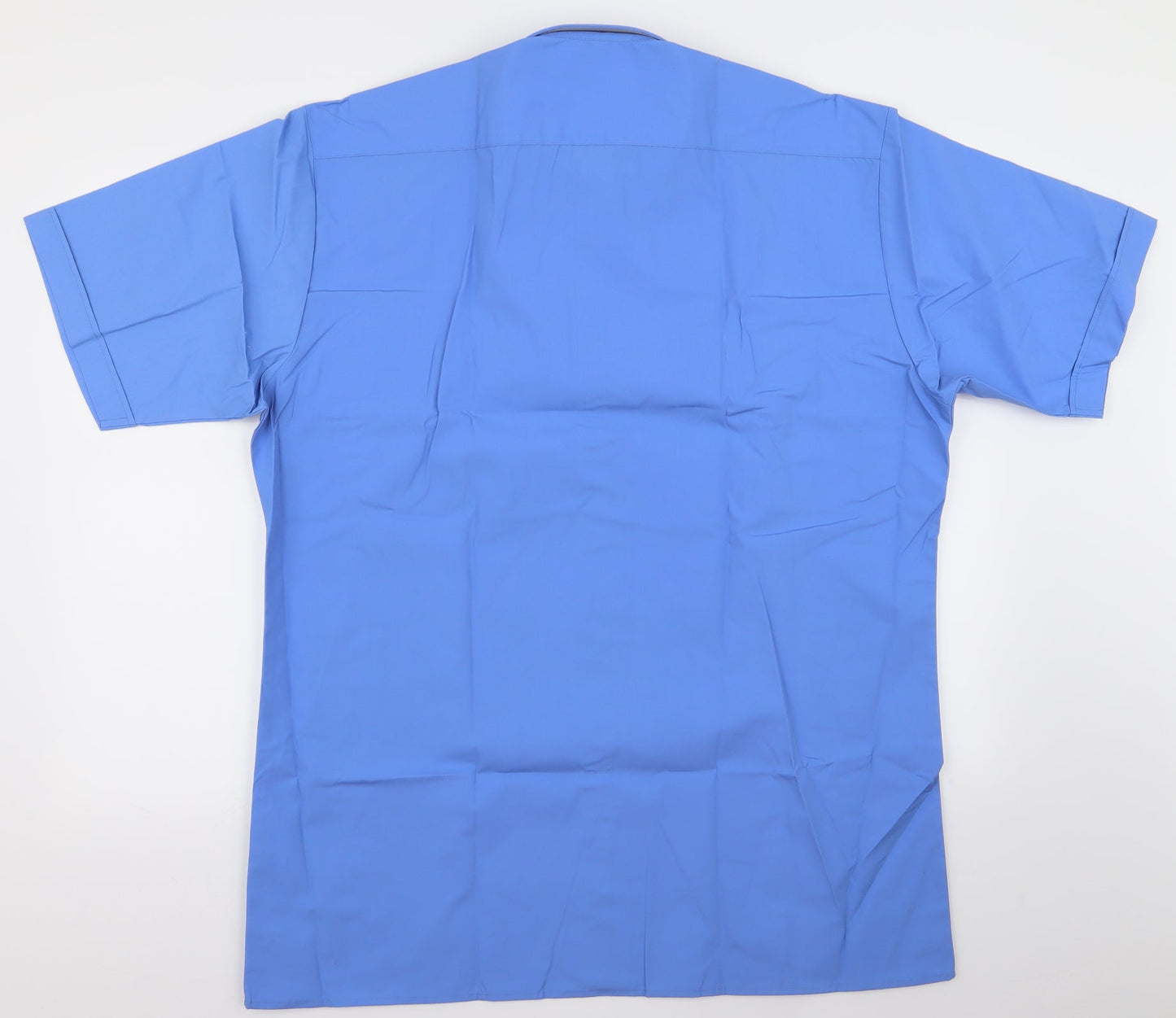 Mens UK Size 17 disley Blue  Button-Up Short Sleeve Casual Shirt