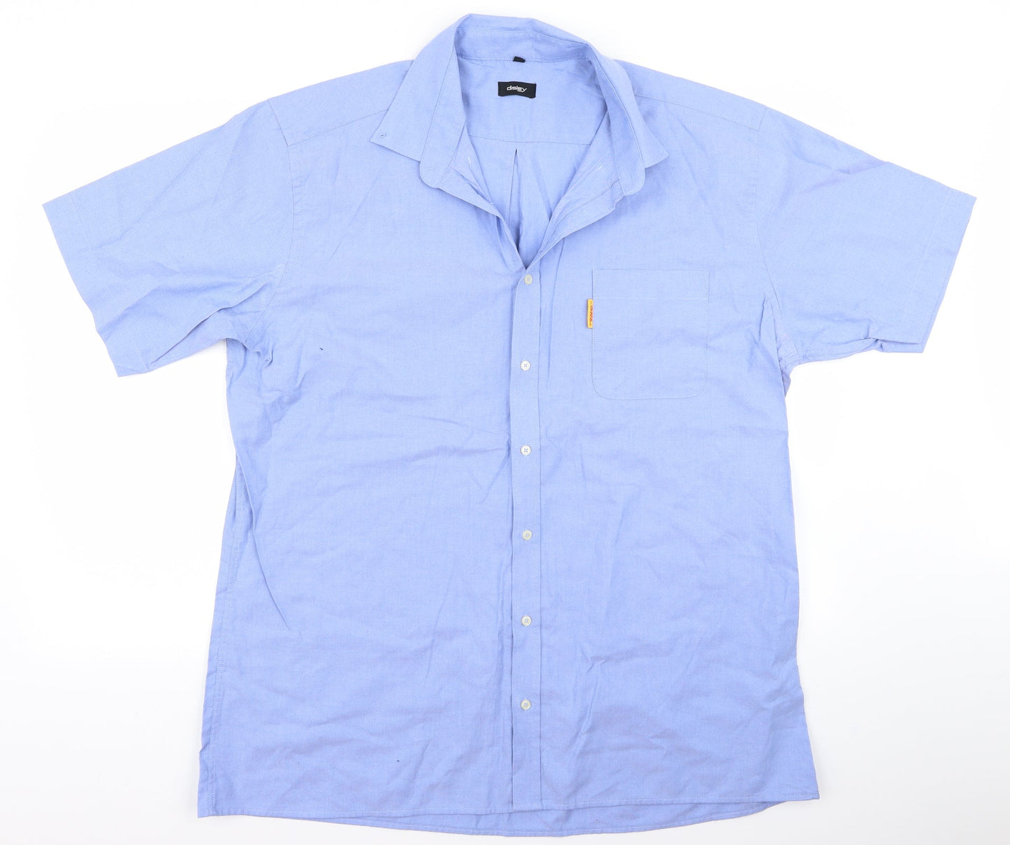 Mens UK Size 17 disley Blue  Button-Up Long Sleeve Casual Shirt