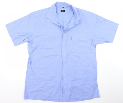 Mens UK Size 17 disley Blue  Button-Up Long Sleeve Casual Shirt