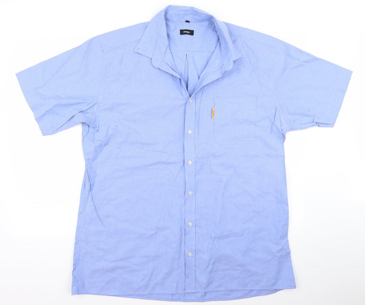 Mens UK Size 17 disley Blue  Button-Up Long Sleeve Casual Shirt